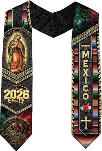 Mexican Stole, Mexican Graduation Sash 2026, Graduation Sash Mexico With Aztec Pattern in Saudi Arabia