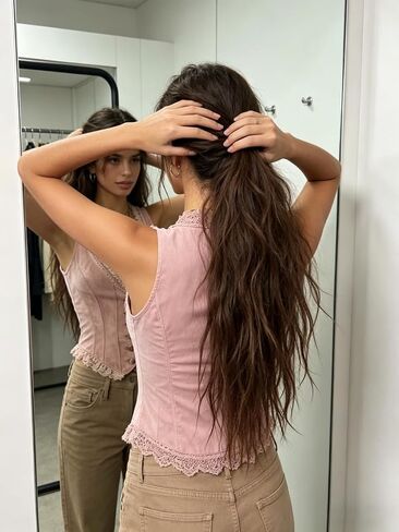 Cropped Vest for Women Velvet Sleeveless Lace V Neck Button Down Suit Vest for Women Trendy 2026 in Kuwait