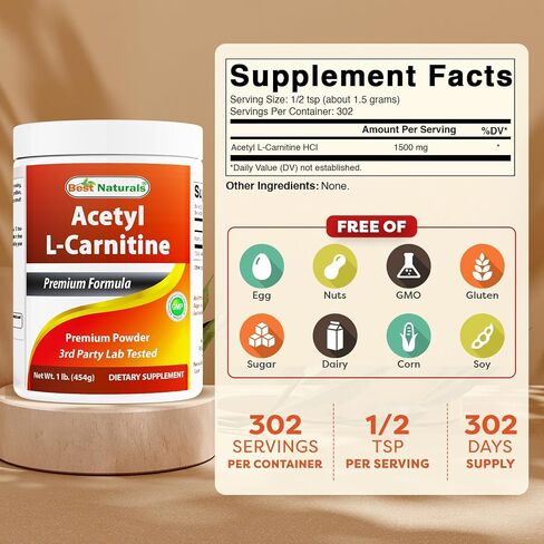 Best Naturals Acetyl L-Carnitine Premium Powder -1 LB -Gluten Free. in Kuwait