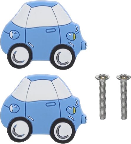 Toyvian Cartoon Car Drawer Handles 2pcs for Nursery Cabinet Pulls Boys Bedroom Dresser Knobs Blue Car Shape with Screws ’s Cupboard Door Hardware in Kuwait