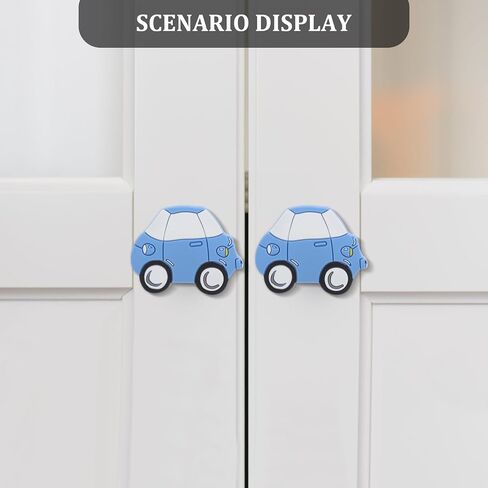 Toyvian Cartoon Car Drawer Handles 2pcs for Nursery Cabinet Pulls Boys Bedroom Dresser Knobs Blue Car Shape with Screws ’s Cupboard Door Hardware in Kuwait