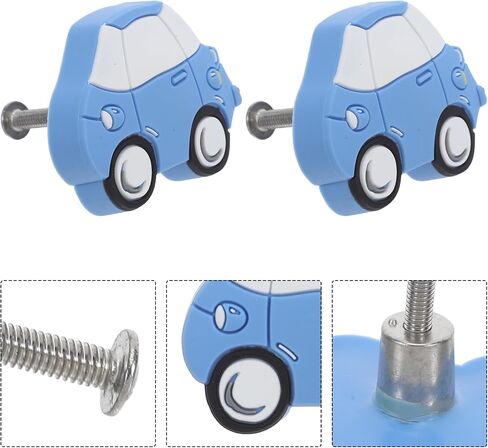 Toyvian Cartoon Car Drawer Handles 2pcs for Nursery Cabinet Pulls Boys Bedroom Dresser Knobs Blue Car Shape with Screws ’s Cupboard Door Hardware in Kuwait