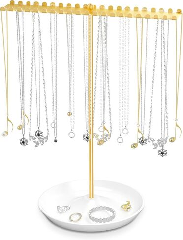 Jewelry Organizer Stand, Metal Necklace Holder Display With 42 Hooks, Gold Jewelry Holder for Necklaces, Bracelets, Rings, Bedroom College Dorm Decor for Women and Girls in Saudi Arabia