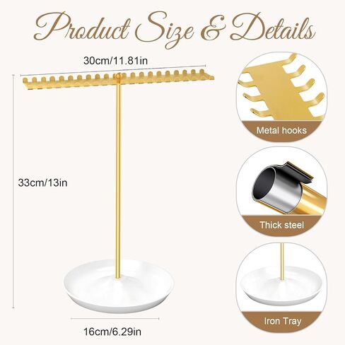 Jewelry Organizer Stand, Metal Necklace Holder Display With 42 Hooks, Gold Jewelry Holder for Necklaces, Bracelets, Rings, Bedroom College Dorm Decor for Women and Girls in Saudi Arabia