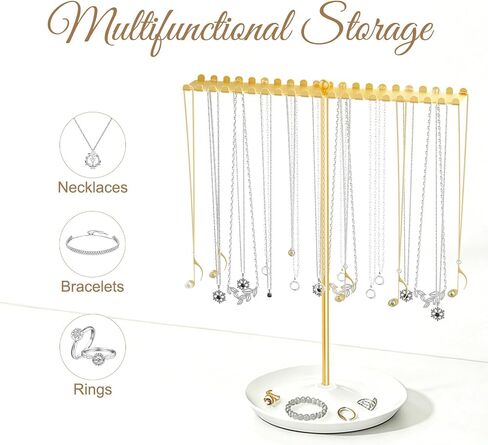 Jewelry Organizer Stand, Metal Necklace Holder Display With 42 Hooks, Gold Jewelry Holder for Necklaces, Bracelets, Rings, Bedroom College Dorm Decor for Women and Girls in Saudi Arabia