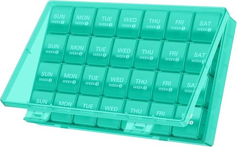TookMag XL Monthly Pill Organizer 28 Day Pill Box, Large Medicine Pills Organizer 4 Weeks, One Month Pill Box Pill Case Travel Pill Organizer with Dust-Proof Container/Vitamin/Supplements in Kuwait