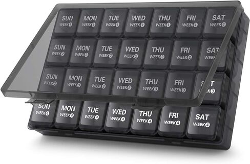 TookMag XL Monthly Pill Organizer 28 Day Pill Box, Large Medicine Pills Organizer 4 Weeks, One Month Pill Box Pill Case Travel Pill Organizer with Dust-Proof Container/Vitamin/Supplements in Kuwait