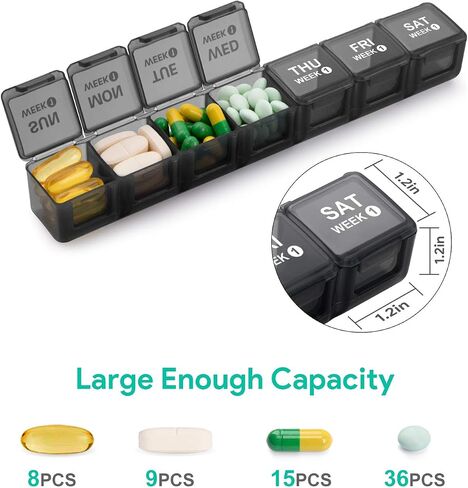 TookMag XL Monthly Pill Organizer 28 Day Pill Box, Large Medicine Pills Organizer 4 Weeks, One Month Pill Box Pill Case Travel Pill Organizer with Dust-Proof Container/Vitamin/Supplements in Kuwait