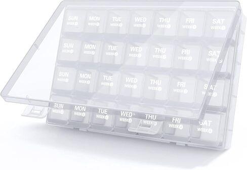 TookMag XL Monthly Pill Organizer 28 Day Pill Box, Large Medicine Pills Organizer 4 Weeks, One Month Pill Box Pill Case Travel Pill Organizer with Dust-Proof Container/Vitamin/Supplements in Kuwait