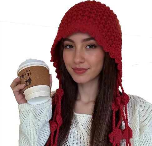Handmade Crocheted Hat for Women Red in Kuwait