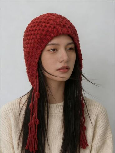 Handmade Crocheted Hat for Women Red in Kuwait