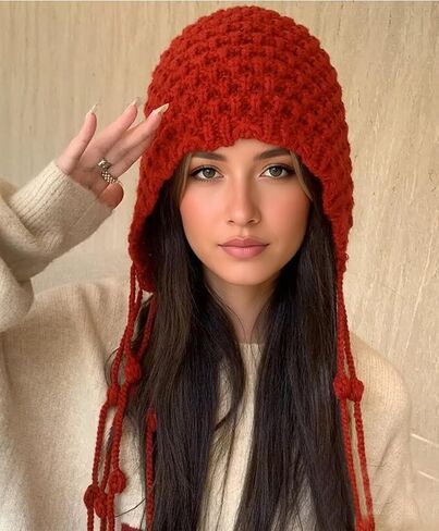 Handmade Crocheted Hat for Women Red in Kuwait