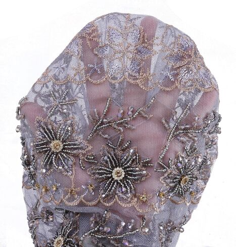 Turban Hat for Women Lace Bead Muslim Hijab Beanie Cap Floral Embroidery Beaded Headwrap Cover in Kuwait