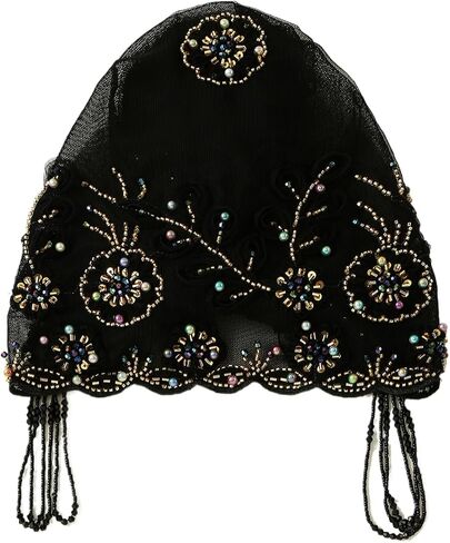 Turban Hat for Women Lace Bead Muslim Hijab Beanie Cap Floral Embroidery Beaded Headwrap Cover in Kuwait