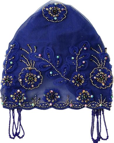 Turban Hat for Women Lace Bead Muslim Hijab Beanie Cap Floral Embroidery Beaded Headwrap Cover in Kuwait