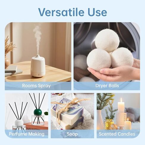 Laundry Essential Oil Set, Dryer Balls Essential Oil, Use for Room Mist, Wool Dryer Balls, Clean Laundry Scented Oil Set-3x10ml, Fresh Jasmine Floral, Mild Vanilla Scent, Soft Woody Sandalwood in Kuwait