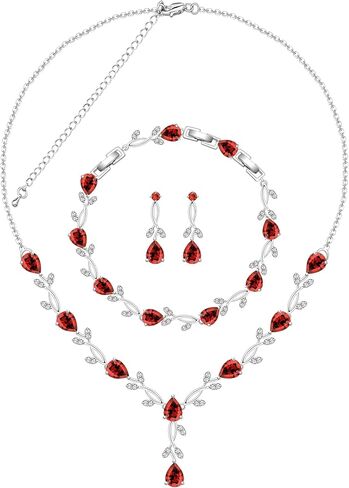 Jewelry Set for Women Bride Bridesmaid Wedding Party Prom Necklace Earrings Bracelet Set Gift for Mother Wife Friend in Kuwait