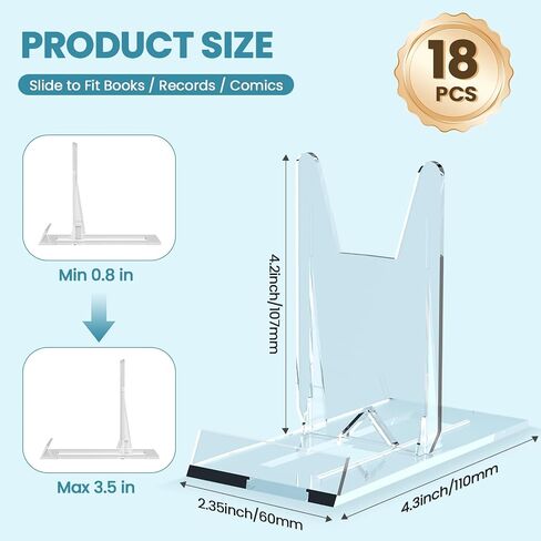 18 Pack Acrylic Book Stand, Adjustable Book Display Holder Easel Collector Stand for or Phone Magazine Picture Comic Album CD Postcard Artworks in Saudi Arabia