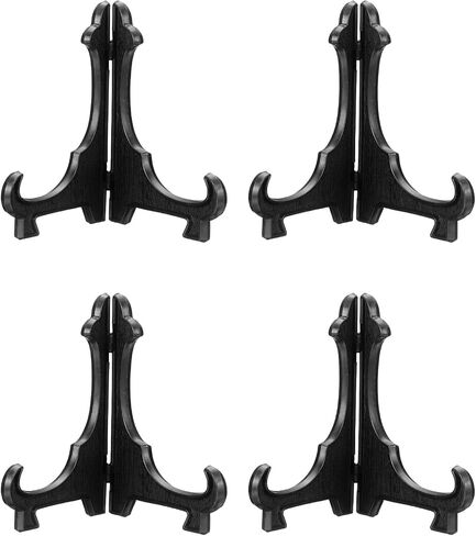 uxcell 4 Pcs Acrylic Easels Plate Stands, 4.72 Inch Folding Plate Display Stands Holder Easels Plate Holders for Display Frames Decorative Picture Frame Magazine, Black in Kuwait