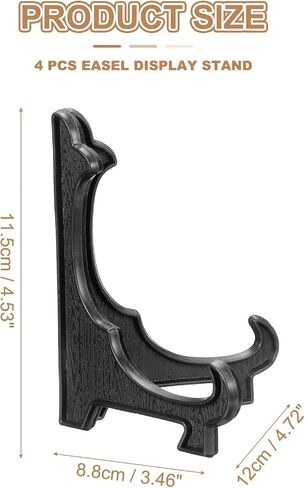 uxcell 4 Pcs Acrylic Easels Plate Stands, 4.72 Inch Folding Plate Display Stands Holder Easels Plate Holders for Display Frames Decorative Picture Frame Magazine, Black in Kuwait