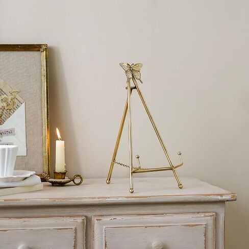 Vintage Butterfly Easel Stand, Metal Book Stand, Plate Holder Display Stand, Picture Frame Stand Home Decor, Antique Gold in Saudi Arabia