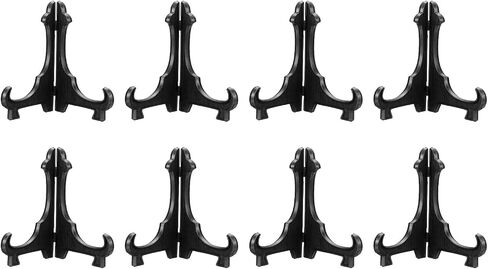 uxcell 4 Pcs Acrylic Easels Plate Stands, 4.72 Inch Folding Plate Display Stands Holder Easels Plate Holders for Display Frames Decorative Picture Frame Magazine, Black in Kuwait