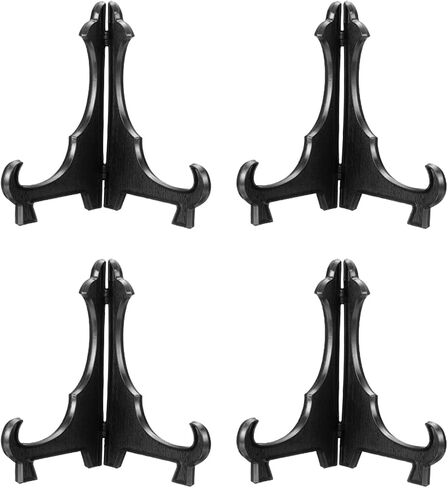 uxcell 4 Pcs Acrylic Easels Plate Stands, 4.72 Inch Folding Plate Display Stands Holder Easels Plate Holders for Display Frames Decorative Picture Frame Magazine, Black in Kuwait