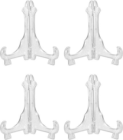 uxcell 4 Pcs Acrylic Easels Plate Stands, 4.72 Inch Folding Plate Display Stands Holder Easels Plate Holders for Display Frames Decorative Picture Frame Magazine, Black in Kuwait