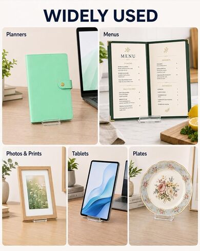 12 Pack Book Display Stand - Clear Adjustable Acrylic Holder, Easel Stands for Comic Books, Albums, CDs, Magazines, Photos, Home Office Shelf Decor in Saudi Arabia
