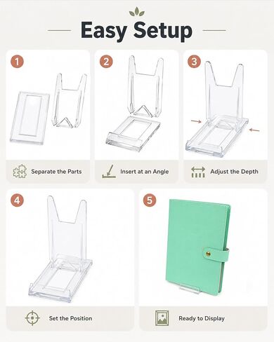 12 Pack Book Display Stand - Clear Adjustable Acrylic Holder, Easel Stands for Comic Books, Albums, CDs, Magazines, Photos, Home Office Shelf Decor in Saudi Arabia
