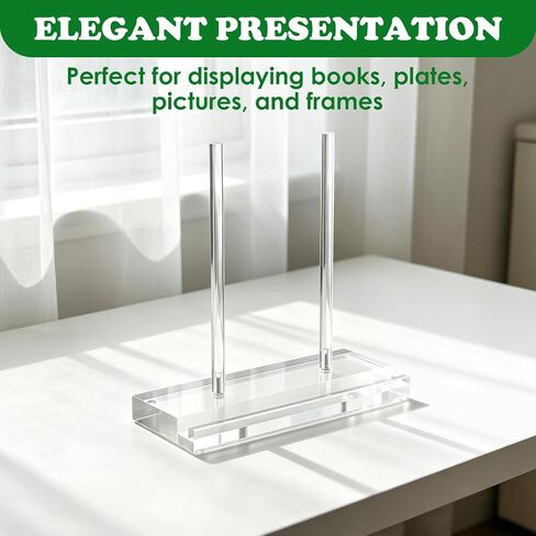 2PCS Plate Display Stands, Clear Easel Acrylic Book Display Holder Artwork Storage Rack for Picture Frame Albums Record Magazine Tablet Canvas Board(7.8 x 3.5 x 7.8 Inches) in Kuwait