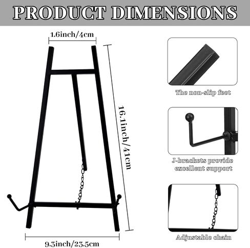 2 Pack Metal Easel Stand for Sign, Heavy Duty Easel Display Stand Easel Table Top Easel for Display, Artwork, Wedding Signs, Pictures, Black (15.4 x 8.5 Inch) in Saudi Arabia
