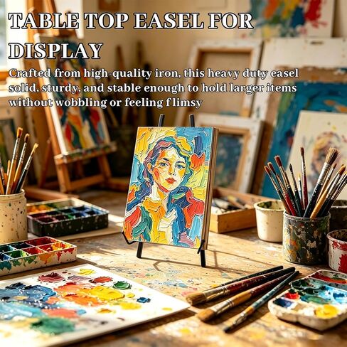 2 Pack Metal Easel Stand for Sign, Heavy Duty Easel Display Stand Easel Table Top Easel for Display, Artwork, Wedding Signs, Pictures, Black (15.4 x 8.5 Inch) in Saudi Arabia