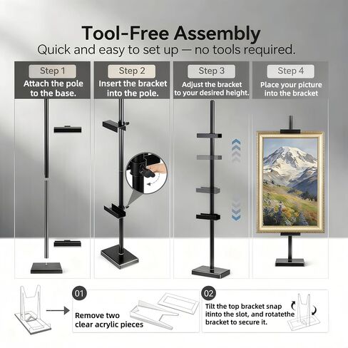 29" Adjustable Tabletop Easel Stand for Picture Frames, Metal Picture Frame Stand for Artwork Displays, Photos, Certificates & Signs up to 29 Inches (Black) in Saudi Arabia