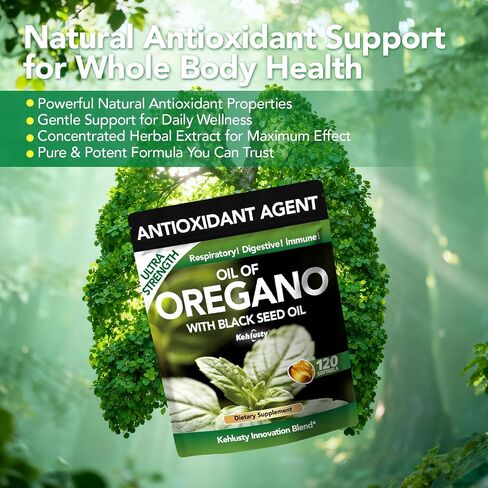Oil of Oregano with Black Seed Oil Softgels, Organic, 4X Strength Carvacrol and Thymoquinone, Immune Support, Digestive Health, Respiratory Wellness, Non GMO, 120 Count in Kuwait
