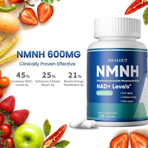ليبوسومال إن إم إن إتش 600 مجم | ملحق NAD+ للنساء والرجال| متقدم ثنائي هيدرونيكوتيناميد أحادي النوكليوتيد | بديل NMN لدعم NAD+ والطاقة الخلوية والحيوية ومكافحة الشيخوخة | نقي 99%، 120 كبسولة in Kuwait