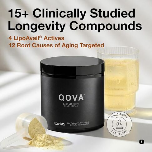 QOVA NMN Longevity Mix Supplement – 15+ Clinically-Studied Compounds - LipoAvail® Liposomal NMN, CoQ10, Spermidine & Apigenin - NAD+ Support, Senolytics, Mitochondrial Energy - 30 Servings in Kuwait