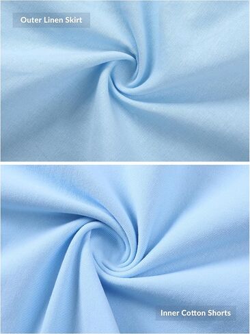 Gozoloma Womens Cotton Linen Skorts Casual Cute A-Line Mini Skirts with Ruffle Inner Waistband(Blue-S) in Saudi Arabia