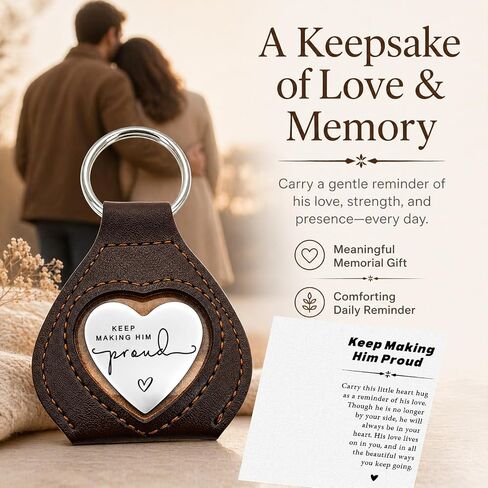 Memorial Sympathy Keepsake Gift for Loss of Dad from Son Daughter,Keep Making Him Proud Remembrance for Loss of Dad, Bereavement Remembrance Keychain for Grieving Family Member, Father Memorial Gift in Saudi Arabia