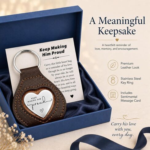 Memorial Sympathy Keepsake Gift for Loss of Dad from Son Daughter,Keep Making Him Proud Remembrance for Loss of Dad, Bereavement Remembrance Keychain for Grieving Family Member, Father Memorial Gift in Saudi Arabia