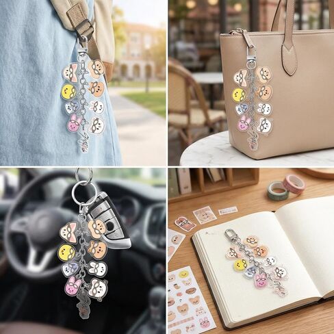 Stray Cartoon Keychain, SKZZ Cute Acrylic Keyring with Signature-Style Print, Backpack Accessories for SK-Z Fans Gift in Kuwait