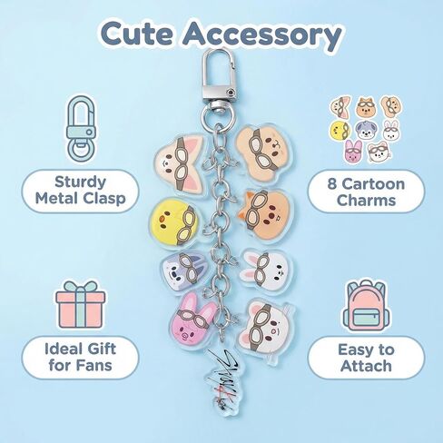 Stray Cartoon Keychain, SKZZ Cute Acrylic Keyring with Signature-Style Print, Backpack Accessories for SK-Z Fans Gift in Kuwait