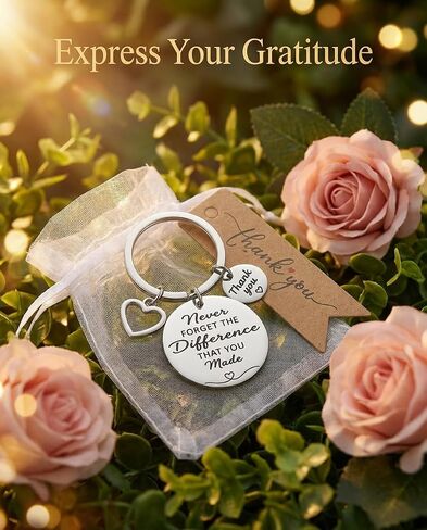 12 Set Employee Appreciation Gift Set for Coworkers and Teachers - Stainless Steel Keychains with Never Forget the Difference That You Make Quote, Kraft Thank You Tags, and Organza Bags in Saudi Arabia