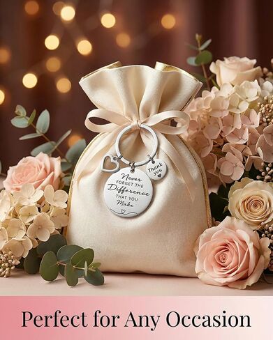 12 Set Employee Appreciation Gift Set for Coworkers and Teachers - Stainless Steel Keychains with Never Forget the Difference That You Make Quote, Kraft Thank You Tags, and Organza Bags in Saudi Arabia