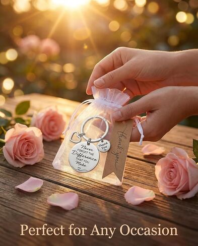 12 Set Employee Appreciation Gift Set for Coworkers and Teachers - Stainless Steel Keychains with Never Forget the Difference That You Make Quote, Kraft Thank You Tags, and Organza Bags in Saudi Arabia