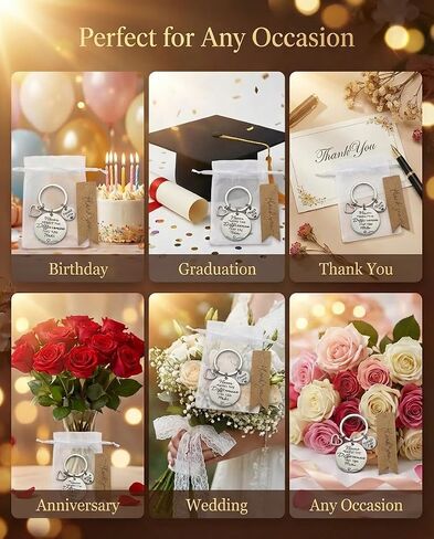 12 Set Employee Appreciation Gift Set for Coworkers and Teachers - Stainless Steel Keychains with Never Forget the Difference That You Make Quote, Kraft Thank You Tags, and Organza Bags in Saudi Arabia