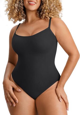 FeelinGirl Seamless Bodysuit for Women Scoop Neck Body Suits with Adjustable Spaghetti Straps Cami Bodysuit Tank Tops in Kuwait