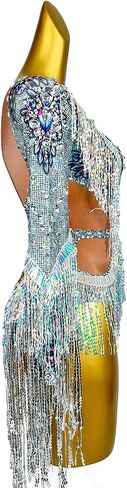Women Sequin Tassel Party Bodysuit Stretch Dance Fringes Diamonds Jumpsuit Club Bar Singer Leotard Stage Wear Nude in Saudi Arabia