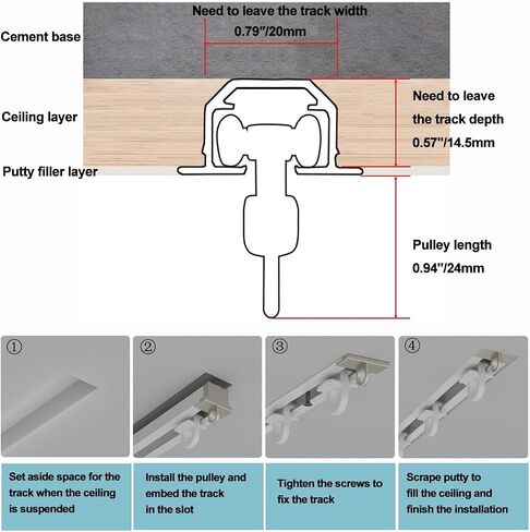 Curtain Tracks and Fittings, Ceilingain Rail Aluminum Invisibleain Track Room Divider Embeddedain Rod for Livingroom,Bedroom/a/4.9Ft/150Cm(A,4.6Ft/140Cm) in Kuwait