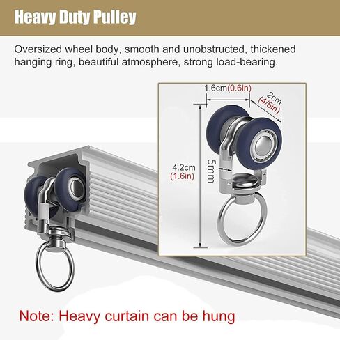Ceiling or Wall Mounting Aluminum Heavy Duty Slidingain Rail for Living Room Bedroom Room Divider/White-Wall/2M(2 * 1M)(Champne wall,4.8M(4 * 1.2M)) in Kuwait
